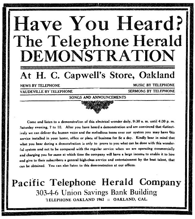 Pacific Telephone Herald advertisement