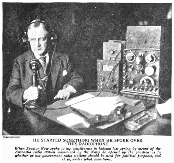 Senator New at microphone